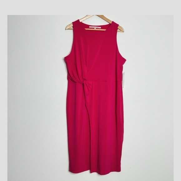 NWT Rachel Roy Dress Plus Curvy Collection Faux Wrap Draped Front Sleeveless 1X - Picture 2 of 15